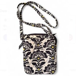 Vera Bradley Stylish Black and Yellow Patterned Womens Satchel Purse Wallet